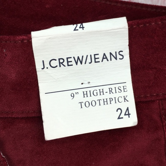 💙NWT J Crew 9” High Rise Toothpick Velvet Jean 24x27 1/2 - Picture 14 of 16